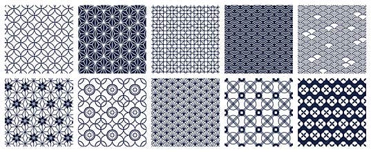 Japanese geometric patterns. Seamless oriental decorative backdrops, geometric ornamental pattern. Traditional asian