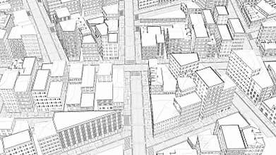 Sketch 3d drawing city Urban scene