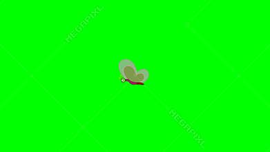 Flying butterfly animation. Flapping wing butter fly flying in line. Transparent wing cartoon character. Flying insects, zig zag.