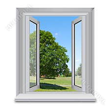 Open window and countryside