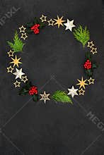 Christmas Flora and Star Wreath Decoration