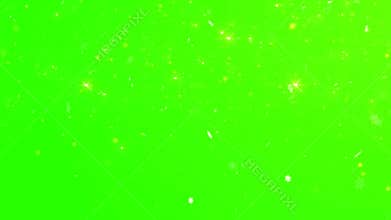 Beautiful Abstract Winter Snow and Golden Glitter On Green Screen Background with falling snowflakes and floating blurry glitter