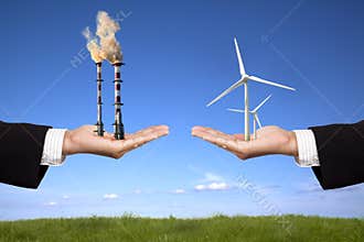 Pollution and clean energy concept