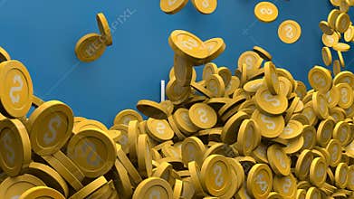 Coin piling up Increase levy fees animation.
