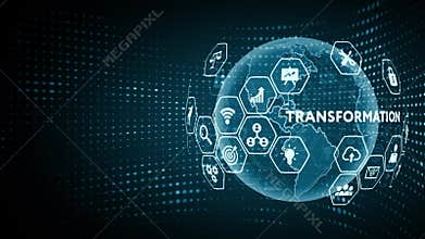 Business Transformation. Future and Innovation Internet and network concept