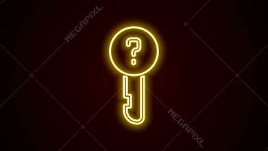 Glowing neon line Undefined key icon isolated on black background. 4K Video motion graphic animation