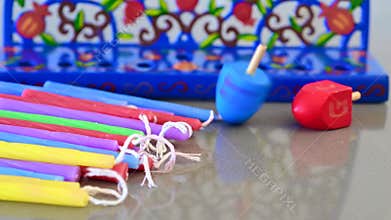 Hanukkah Menorah Dreidel and Candles