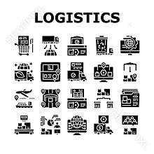 Logistics Business Collection Icons Set Vector Illustration