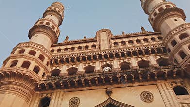 View of Charminar `Four Minarets`, constructed in 1591, is a monument and mosque located in Hyderabad, Telangana, India.