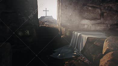 Rock opening into Jesus Christ tomb