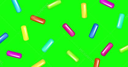 Animated sprinkles with grains on green screen
