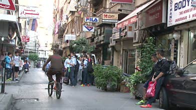 Small streets and buildings with shops and cafes in Beirut. City in the Middle East