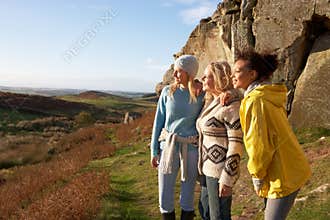 Young women on country walk