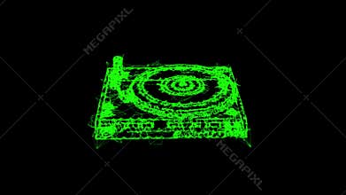 Vinyl turntable audio device. Wireframe low poly