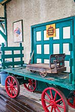 Old train station and platform workings. Bigg Valley, Alberta, Canada