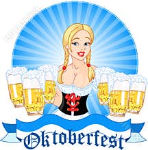 Oktoberfest girl serving beer