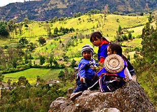 Guambiano native children, Colombia