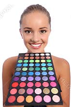 Beautiful woman with eyeshadow colour 60 palette