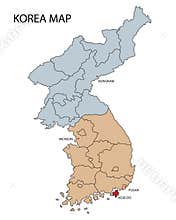 Map of North and South Korea