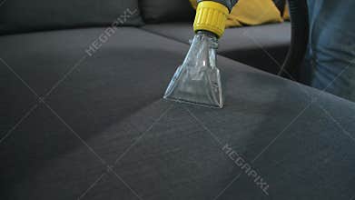 Cleaning and housekeeping concept. Mattress dry cleaning with professional extraction method