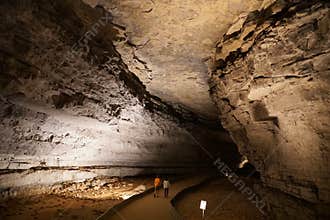 The large walking path inside of Mammoth Cave near Kentucky, U.S