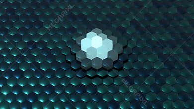 Dark cyan hexagons surface wave pattern honeycomb transfer energy