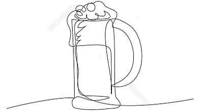 One line Glass with beer