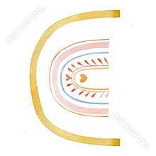 Watercolor Children`s alphabet letter C in the style abstract rainbow design. Cute kids font lettering design for nursery
