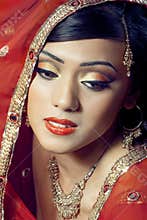 Portrait of beautiful happy indian bride