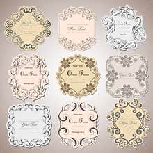 Vintage labels frames art-deco vector image. Vector damask vintage baroque scroll ornament swirl. Victorian monogram