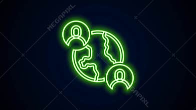 Glowing neon line BFF or best friends forever icon isolated on black background. 4K Video motion graphic animation