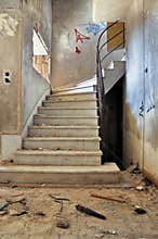 Vintage staircase and dirty floor