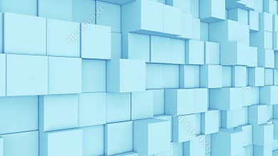 Abstract modern blue cubes pattern block waves background