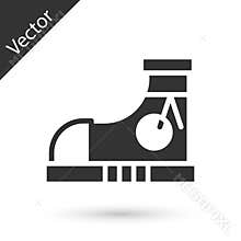 Grey Fitness sneakers shoes for training, running icon isolated on white background. Sport shoes. Vector