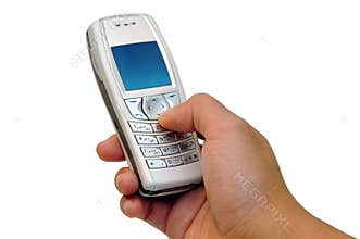 Pressing the cell phone's buttons