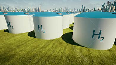 H2 Ecological future Eco business hydrogen filling station big tanks