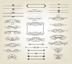 Decorative scrolls and banners