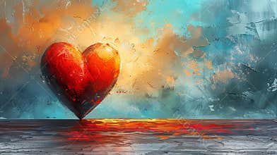 Love red heart mind mental flying healing spiritual soul abstract health painting illustration design power watercolor