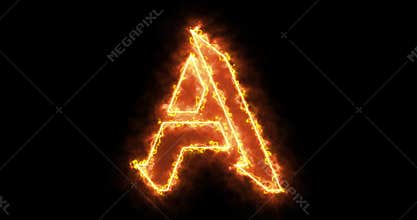 Neon A alphabet on black background.