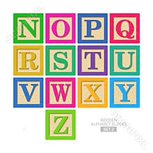 Wooden alphabet blocks