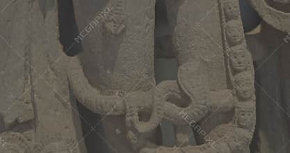 Close-up View on Ancient Statue Of Bhairava Or Frightful, Or Kala Bhairava, Is Shaivite And Vajrayana Deity Worshipped