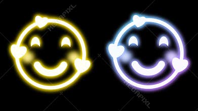 beautiful and bright animated icon with blushing and love expression