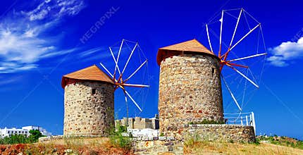 Windmills of Patmos island