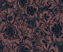 Abstract fluid flowers brown seamless pattern in dark tones.