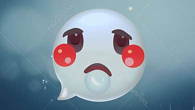 Sad emoji with tears streaming down face, animated illustration of sorrow