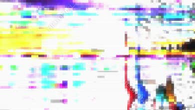 Digital Glitch with Pixelated Text and Distorted Screen