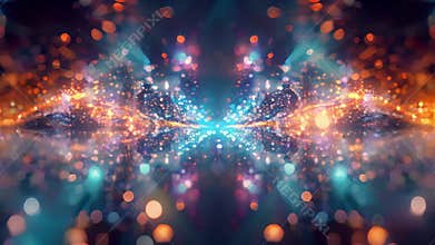 A digital artwork showing two symmetrical particles colliding and creating asymmetrical energy waves displaying the