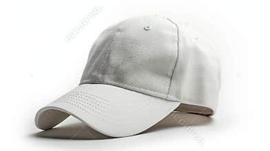 crisp, white baseball cap sits on a white surface, its blank canvas awaiting the addition of a unique design or logo