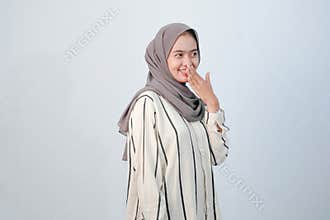 Body expression of Indonesian Asian woman wearing hijab