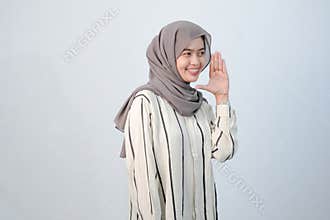 Body expression of Indonesian Asian woman wearing hijab